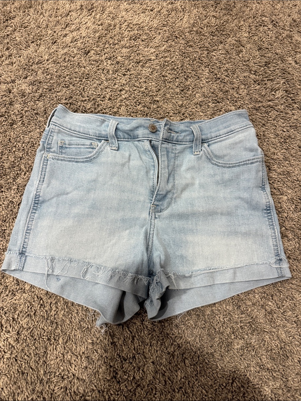 Hollister Light Wash Denim Frayed Hem Shorts
